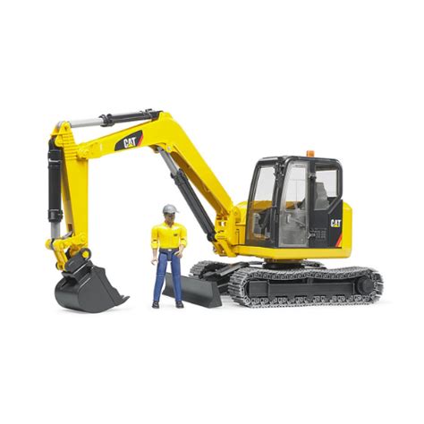 bruder 02467 cat mini excavator with a worker|bruder digger toys.